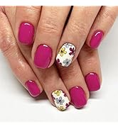 Press on Nails Short Square Fake Nails Purple False Nails Glossy Acrylic Nails Press ons with Flo...