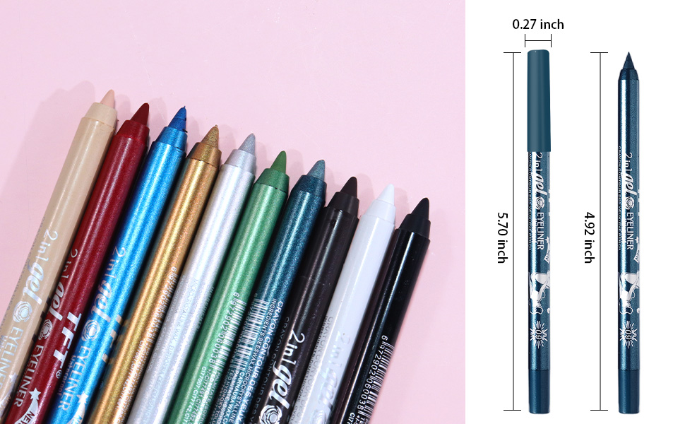 Sky Royal Cobalt Blue Color Gel Glitter Eyeliner Pencils Set for Women Waterline Waterproof Smudge