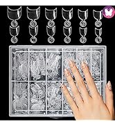 GoLashFun 600PCS Short Oval Nail Tips Half Cover,Clear Short Half Cover Round Shape Acrylic Exten...