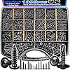 mxuteuk 1095PCS Self Tapping Screws Assortment Kits, #8#10 410 Stainless Steel Truss Head Self Drilling Screws and M2 M3 M4 Carbon Steel Phillips Pan Head Self Tapping Screws for Plastic,Wood