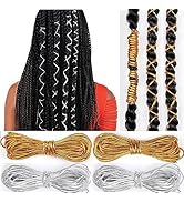 4 Pieces 5M Elastic Cords Braids Hair Dreadlock Braids Hair Accessories Metallic Tinsel Stretch C...