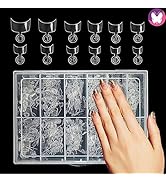 GoLashFun 600PCS Short Nail Tips Half Cover French,Clear Short French Style Half Cover Acrylic Na...