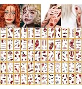 Halloween Prank Makeup Temporary Tattoo 60 PCS Halloween Temporary Face Tattoos Halloween Body Ta...