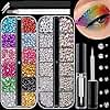 Flat Back Rhinestone Kits Colorful Rhinestones+Crystal AB&Transparent White Face Gems Nail Gem with Quick Dry Makeup Glue+Picker Pencil+Tweezer for Bedazzling Face Makeup and Nail Art
