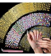 Teenitor 50 Sheets Nail Stickers for Nail Art, Flower Nail Art Stickers Gold Floral Nail Decals f...
