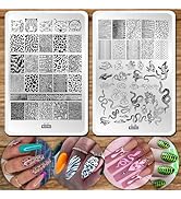 Leopard Snake Nail Stamping Plate Stencils for Nail Art Reusable 2Pcs Large Size Nail Stamper Pla...