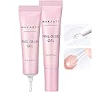 Makartt Gel Nail Glue for Press On Nails - 3D Gel Nail Art, 30ml Super Strong 3 in 1 Solid Nail Glue Gels for False Nail Tips, Long Lasting Manicure Bond, Curing Needed, Pack of 2