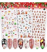 Kalolary 5D Christmas Nail Art Sticker Decals, Snowflakes Santa Claus 2 Stereoscopic Embossed Sel...