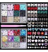 2 Boxes 3D Nail Charms for Acrylic Nails, 9 Colors Nail Bows Charms, Assorted Flower Heart Butter...