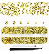 2400Pcs Lemon Yellow Flatback Rhinestones for Crafts,Nail Gems Glass Flatback Rhinestones Gemston...