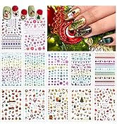 1000 Patterns Christmas Nail Art Stickers Decals, Kalolary 3D Xmas Winter Designs Nail Decals San...
