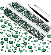 HUETFAT 2400pcs Flatback Rhinestones Gems Nail Diamonds-Glass Nail Crystals 6 Sizes (1.5-4.8 mm) ...