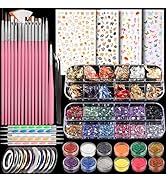 Teenitor Nail Art Brushes Nail Art Tools, Nail Brushes for Nail Art Kit with Nail Stickers, Nail ...