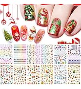 Kalolary 12 Sheets Christmas Nail Art Stickers 3D Self-Adhesive Nail Decals, Santa Claus Tree Dec...