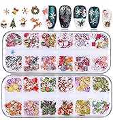 Kalolary 2 Boxes Christmas Nail Art Sequins Sticker, 3D Santa Claus Snowflake Elk Decals for Acry...