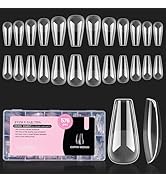 Beetles Gel Nail Tips Medium Coffin 576PCS Etch X Nail Tips, 12 Sizes Pre Shaped Half Matte Press...