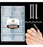 Luckyfairy XXL Nail Tips Square 120 Pcs 12 Sizes - No C Curve Flat Square Nail Tips Pre-buff 2XL ...