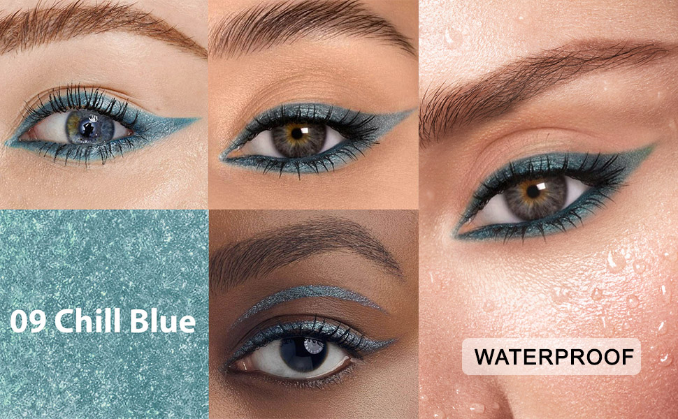 1Pcs Sky Royal Cobalt Cold Blue Color Gel Glitter Eyeliner Pencils Set