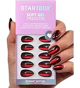 BTArtbox Press On Nails Short - Vampire's Gaze, Deep Red Cat Eye Almond Halloween Press On Nails ...