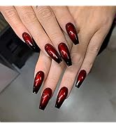 MISUD Press on Nails Long, Coffin Nails Ballet Ballerina Fake Nails, Glossy Glue on Nails, Goth B...