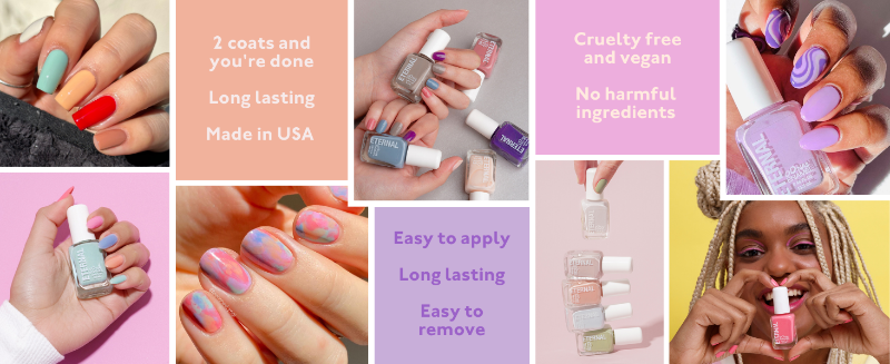 pink static nails fast dry long lasting brown nude hot pastel coral base coat and top sage quick