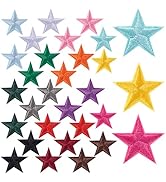 CustomyLife 30 Pcs 1 Inch Star Iron on Patches, 15 Colors Sew on Star Embroidered Appliques Embel...
