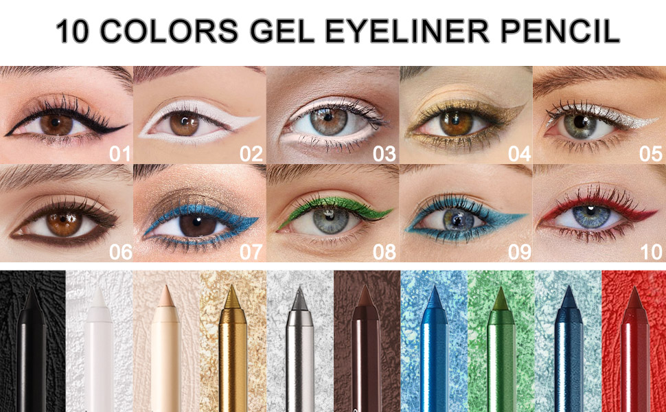 evpct 1Pcs Black Color Gel Glitter Eyeliner Pencils Set for Women Waterline Waterproof