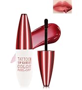 Peel Off Lip Stain - Nude Red Matte Lip Liner Stain Waterproof Long Wear 24H, Highly Pigmented Li...
