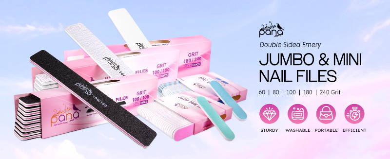 PANA Double-Sided Emery Nail File for Manicure, Pedicure, Natural, and Acrylic Nails 5 Coarseness