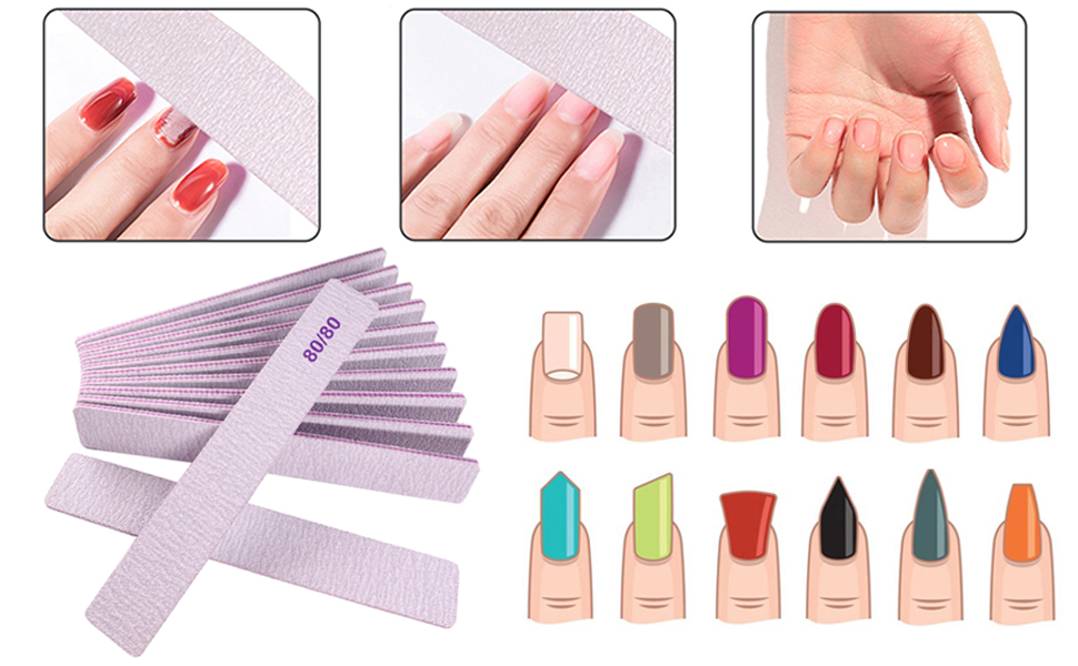 80 grit Nail files to shape your fake nails