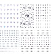 CustomyLife 6 Sheets Halloween Face Gems Stickers, Star Heart Jewels Eye Tattoos Moon Teardrop Ma...