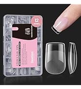 Beetles Gel Nail Tips 288 pcs Extra Short Square Beetles Gel X Nail Tips 12 Sizes Full Cover Nail...