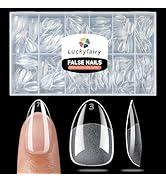 Luckyfairy Short Almond Fake Nails, 504pcs Soft Gel Pre-Shaped Acrylic Nail Tips, Half Matte Full...