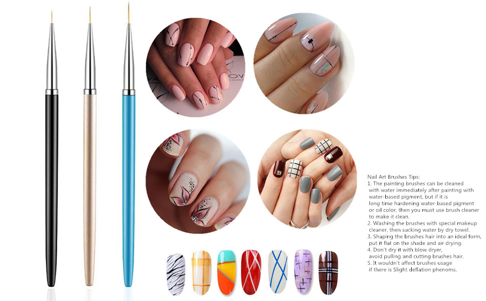 3Pcs Nail Art Liner Brushes Set