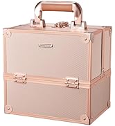 FRENESSA Makeup Train Case Makeup Case Travel Cosmetic Box Organizer Portable Make Up Box with Di...