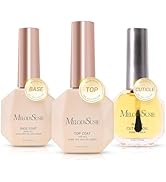 MelodySusie No Wipe Glossy Top Coat Base Coat Cuticle Oil Set Long Lasting Shine Finish Soak Off ...