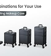 FRENESSA Rolling Makeup Train Case Cosmetology Case on Wheels 5 in 1 Makeup Case with Lid Rolling...