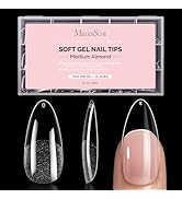 MelodySusie Medium Almond Nail Tips - 300Pcs Clear Acrylic, Half Matte Full Cover Press on Nails ...