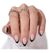 French Tip Press On Nails Almond - BTArtbox Press on Nails Short, Glue On Nails for New Years Gif...