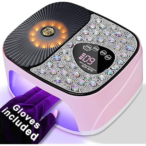 LIMEGIRL UV LED Nail Lamp Kit for Gel Polish Professional Fast Curing Pink Dryer Light Set with 4 Timer Settings Cordless Rechargeable Nail Art Cure Machine with UV Gloves for Manicure Pedicure