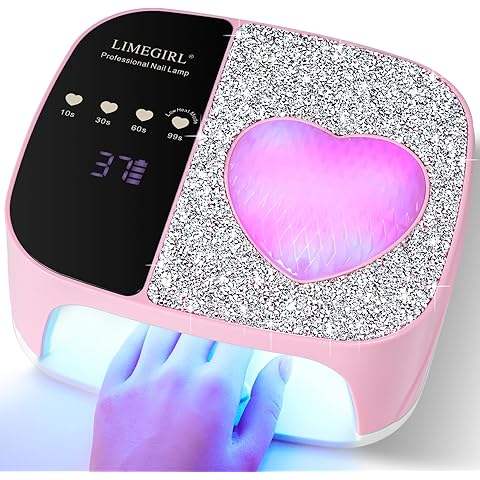 LIMEGIRL UV LED Nail Lamp Kit for Gel Polish Professional Fast Curing Pink Dryer Light Set with 4 Timer Settings Cordless Rechargeable Nail Art Cure Machine for Manicure Pedicure at Home and Salon