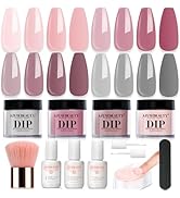 AZUREBEAUTY Dip Powder Nail Kit, 4 Colors Gentle Nude Pink Neutral Skin Dipping Powder System Liq...