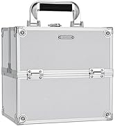 FRENESSA Makeup Train Case Makeup Organizer Box Portable Cosmetic Travel Case with Lock 4 Trays A...