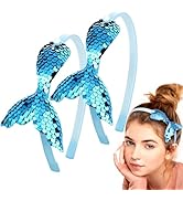 CustomyLife 2pcs Fish Mermaid Headbands Blue Sequin Hair Bands Cute Fish Tail Crown Hoop Baby Sho...