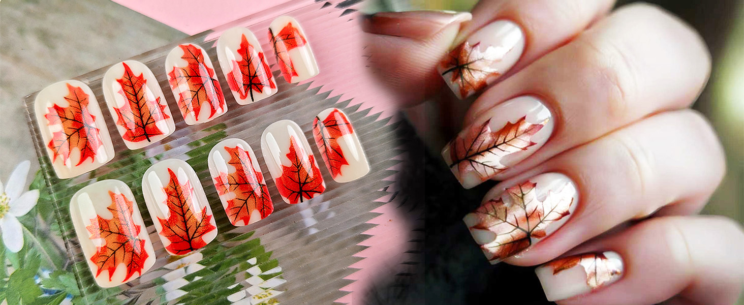 Maple Leaf Press on Nails