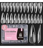 Beetles Stiletto Medium Nail Tips, 288 Pcs Pre-Shaped Etch X Nail Tips Fake Nails Soft Gel Nail E...