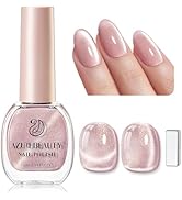 AZUREBEAUTY Cat Eye Nail Polish Quick Dry Nude Glitter Toe Nail Polish Natural Shine Nail Lacquer...