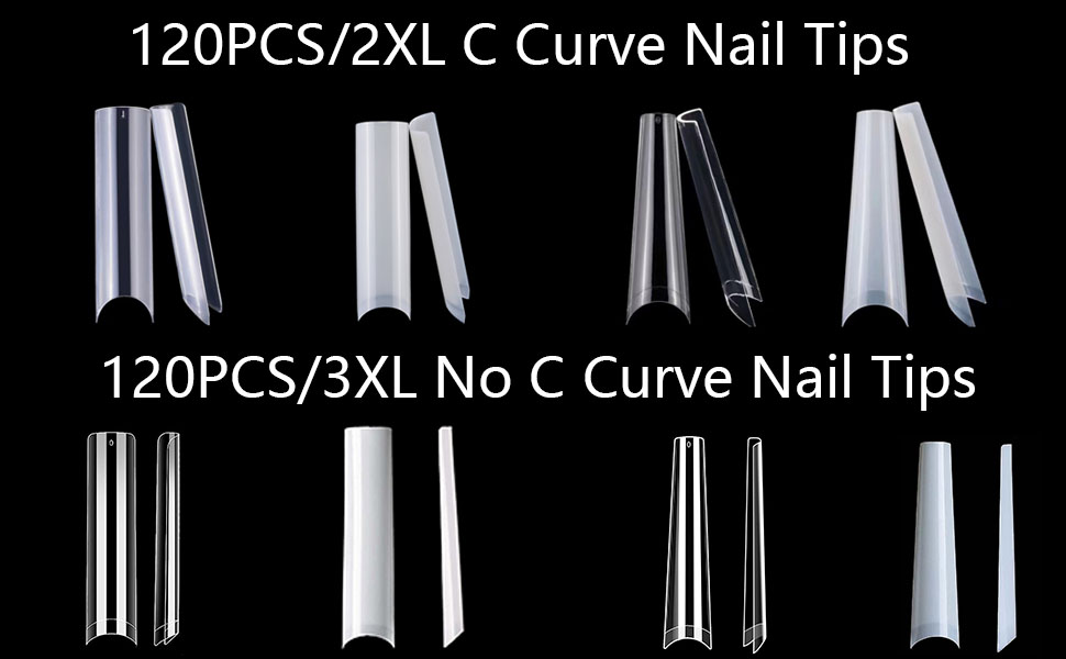 xxl square nail tips no c curve