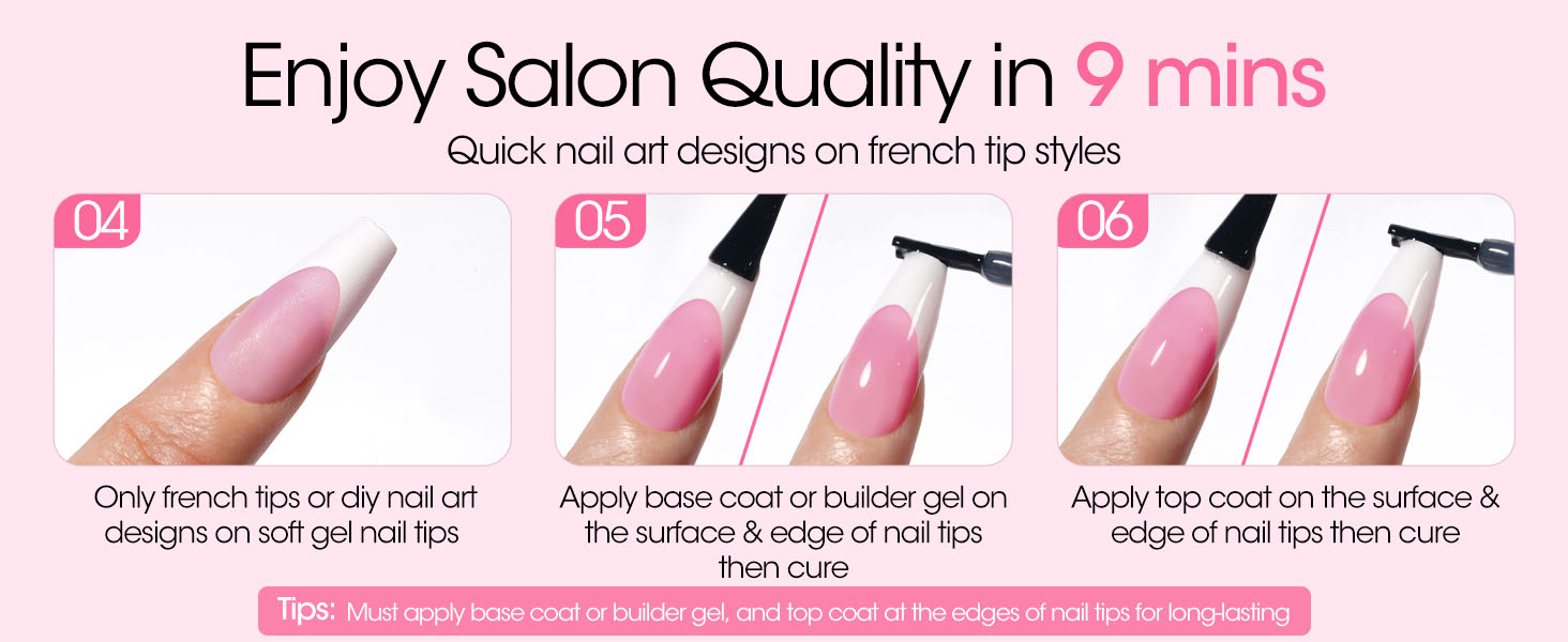 Gellen pink short square french tip press on nails