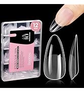 Beetles Gel Nail Tips Medium Almond Etch X Nail Tips, 12 Sizes 288 PCS Half Matte Full Cover Fals...